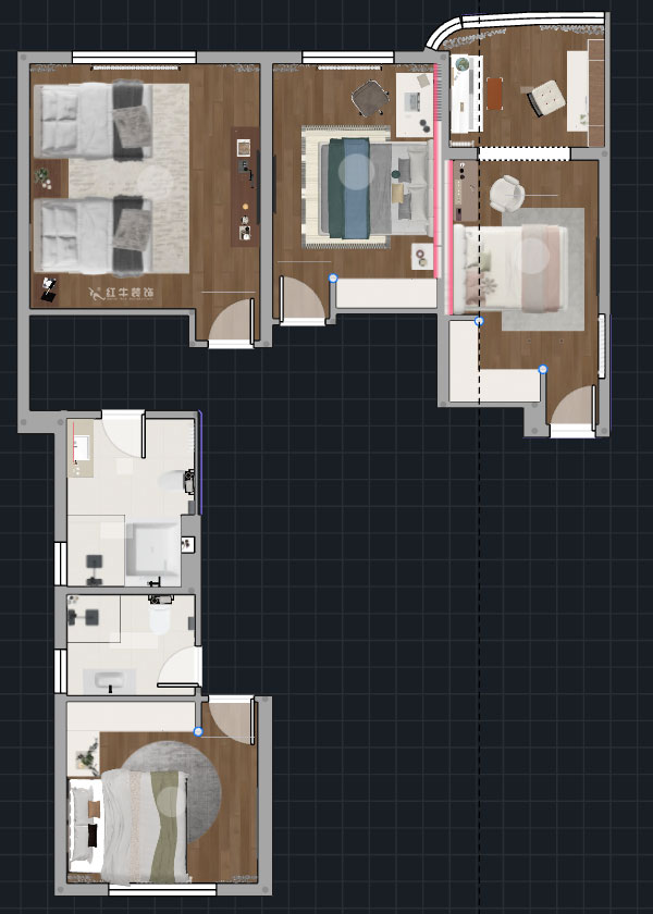 郭志成｜中冶锦绣公馆9-2-201-230㎡-中古风｜4室2厅2厨2卫｜毛坯装修｜定制家｜全包23